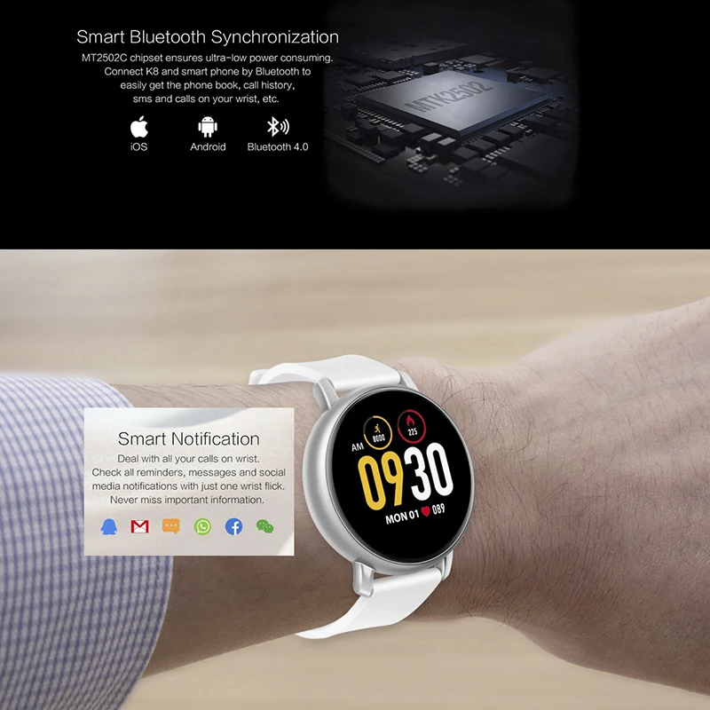 Смарт-часы Для женщин Мода сердечного ритма монитор IPS Цвет Экран IP67 водонепроницаемый трекер сна вызовов через Bluetooth для IOS и Android
