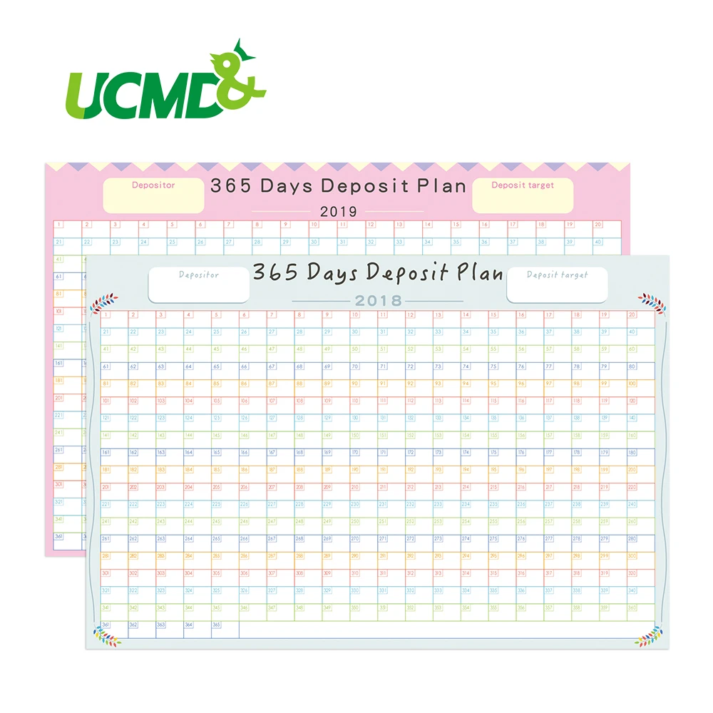 

365 Days Calendar Planner Creative Periodic Deposit Planning Paper Year Deposit Plan Annual schedule Student Office Supplies