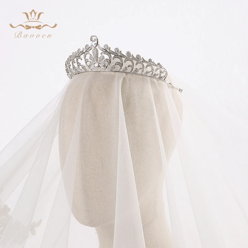 Заколки для волос Bavoen элегантные прозрачные с цирконием|wedding hair accessories|crown tiarahairband