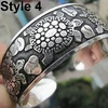 Vintage Tibetan Silver Elephant Carved Open Bangle Cuff Wide Bracelet Jewelry NEW Gypsy Square Flower Metal Tibetan Silver 4