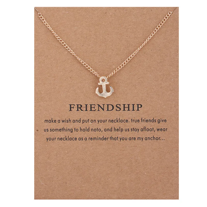 Friendship Anchor Alloy Gold-color Shorts Chains Clavicle Necklaces & Pendants New Fashion Jewelry For Women