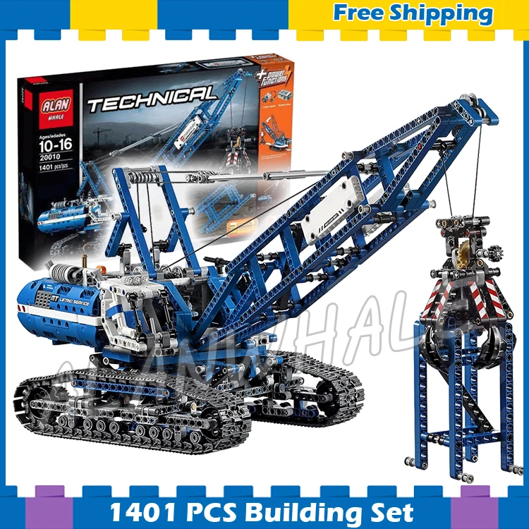 

1401pcs 2in1 Techinic Motorized Crawler Mobile Tower Crane 20010 Model Building Blocks Assemble Gifts sets Compatible With lego