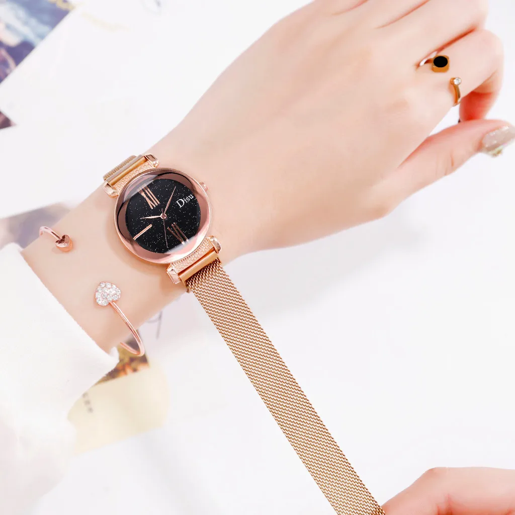 

Luxury Watch Women Simple Starry Sky Flower Glass Dial Quartz Watch Magnetic Buckle Ladies Watch relojes para mujer alloy #10