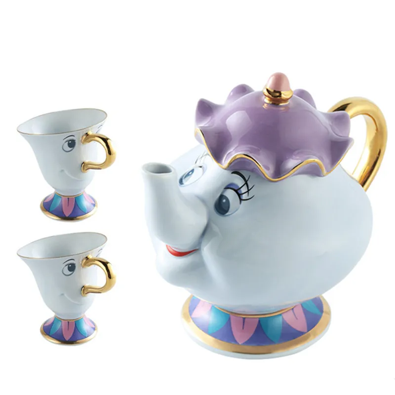 

Cartoon Beauty And The Beast Coffee Pot Mug Tea Set Porcelain Creative Ceramic Kettle Cup La Bella Y La Bestia