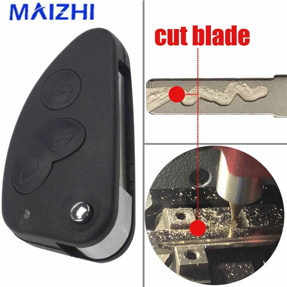 

jingyuqin Uncut/Cut Blade 3 Buttons Flip Folding Remote Car Key Case Shell Fob for Alfa Romeo 147 156 166 GT