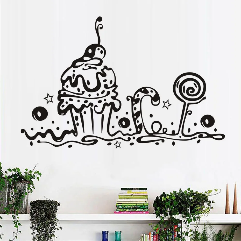 Stickers On The Wall Sweet Cake Decoration Bakery Shop Cafe Kitchen Wall Stickers Home Decor Living Room Vinyl Wall Decor
