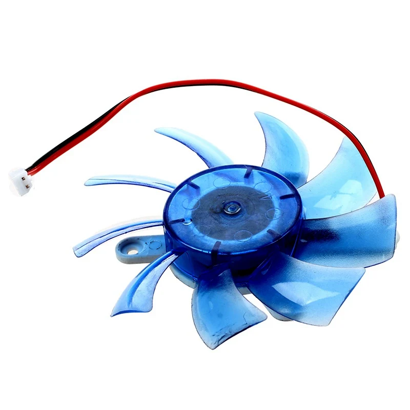 

75mm 2 Pin Connector 12VDC Blue Plastic VGA Video Card Cooling Fan Cooler for Computer