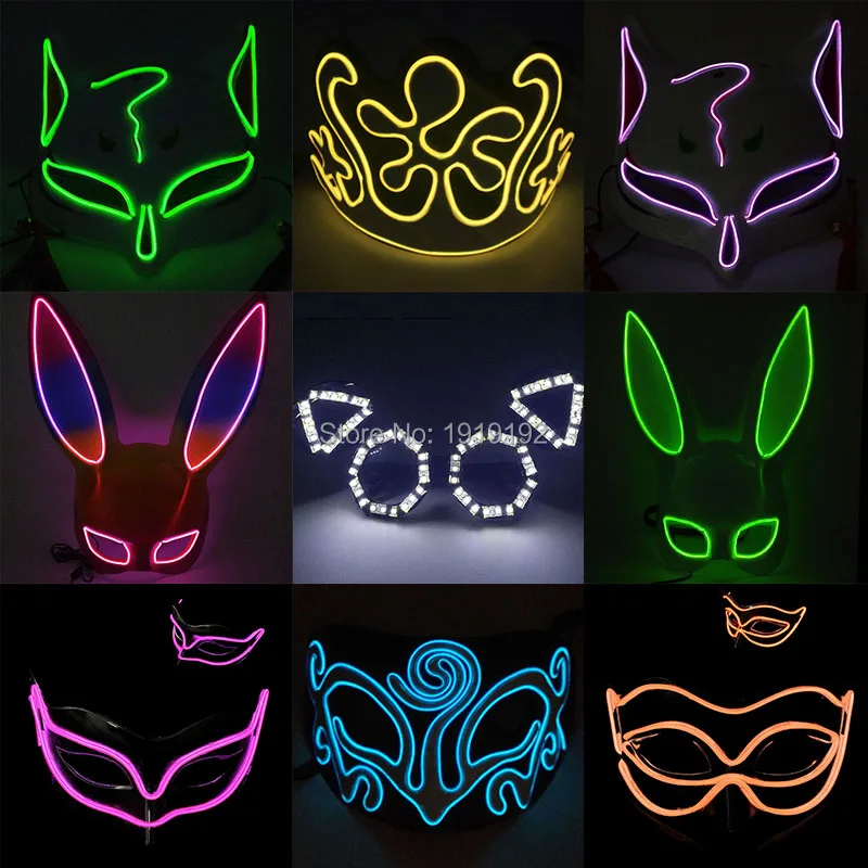 Women Sexy Cosplay Half Eyes Mask Bunny Fox Animal Mask Masquerade LED Glasses Carnival Fancy Glow Party Supplies