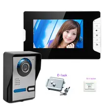 Freeship Con Cable de 7 Pulgadas de Pantalla de Grabación de Video Teléfono de La Puerta Sistema de Intercomunicación Del Timbre Del IR Videoportero Puerta bell + cerradura Eléctrica