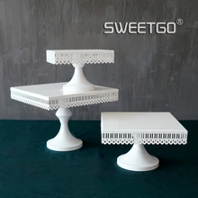 SWEETGO квадратная подставка для торта, белые железные металлические инструменты для торта, высокое качество, свадебный стол, декоратор, украшение для дома, формы для выпечки, конфетный бар