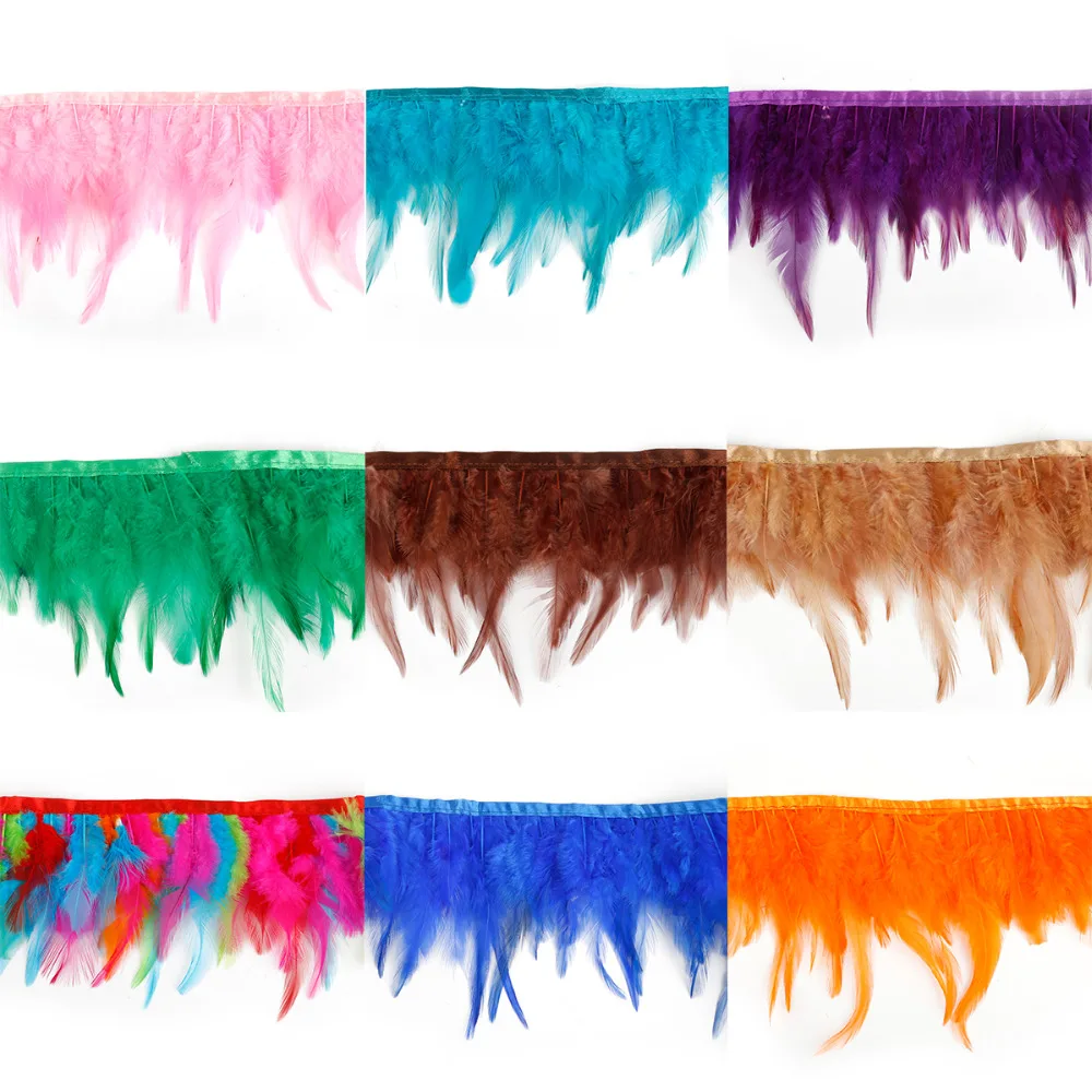

10Meter Natural Rooster Tail Feather Ribbon 8-10cm Strip Chicken Feather Trims For DIY Wedding Party Dresss Decoration Craft
