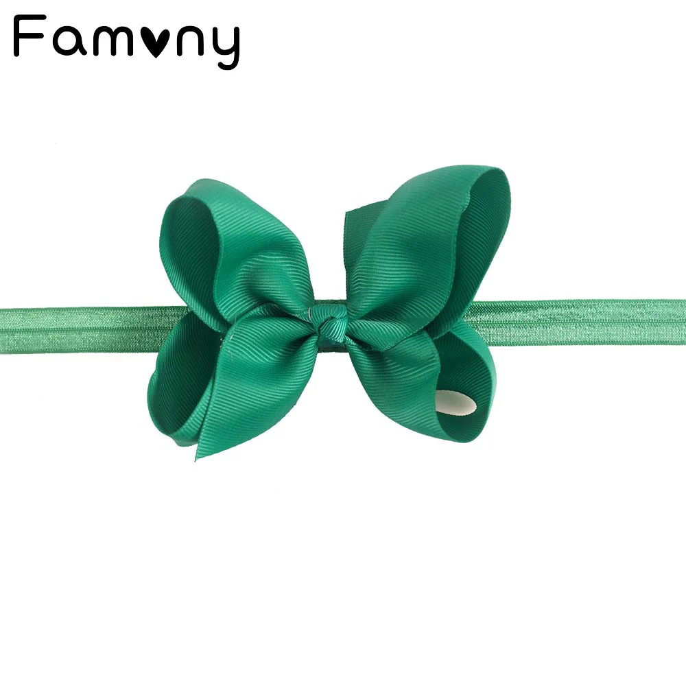 

2 pcs/lot 4" Solid Knot Hair Bows Handmade Elastic Headband Grosgrain Ribbon Fine Hair Bands For Baby Hair Accessories
