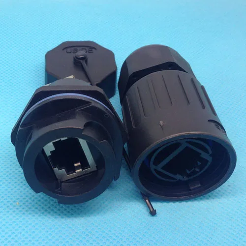 

Waterproof Ethernet RJ45 connector; plug+socket+endcap together