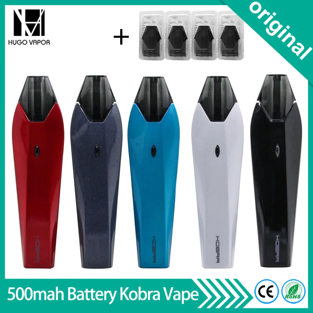 

E Cigarette Original Hugo Vapor Kobra Pod Vape Kit Built-in 500mAh Battery 1.8ml Pod Cartridge 1.5ohm Ceramic Coil Vaporizer