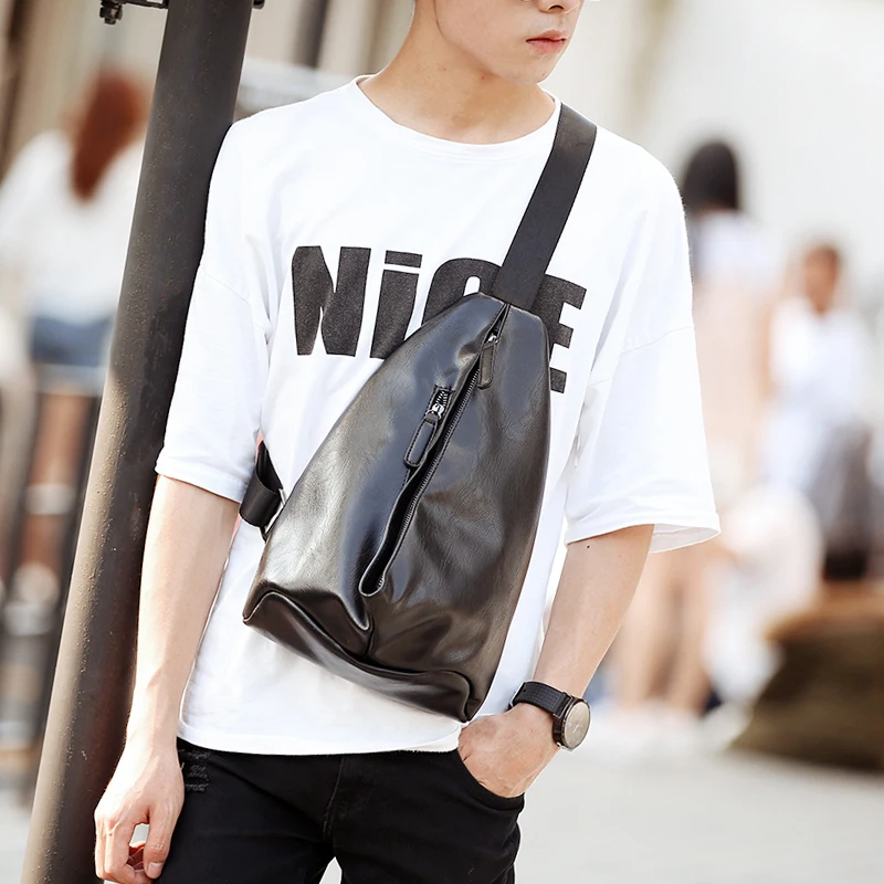 

Tidog Korean fashion bag leather satchel chest casual bag