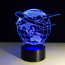 Plane Fly Earth 3D Lamp 7 Color change Remote Switch Small Night Light Colored lights Atmosphere lamp bedroom light For Gift