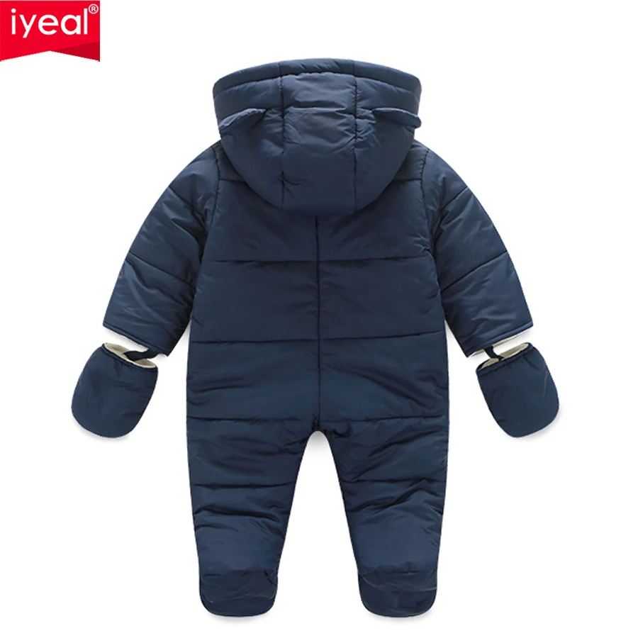 IYEAL/зимняя детская одежда для малышей; комбинезоны для мальчиков и девочек; теплые утепленные комбинезоны с капюшоном для новорожденных; детская верхняя одежда