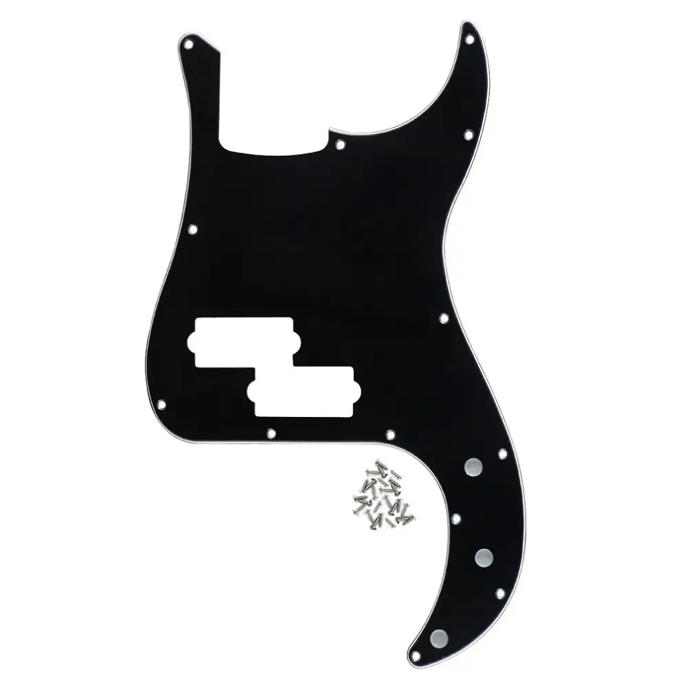 FLEOR 1 шт. 13 отверстий Bass Pickguard 4 струны электрогитары скретч пластины и винты для PB P бас гитары запчасти, 4 цвета на выбор - Цвет: Black 3ply