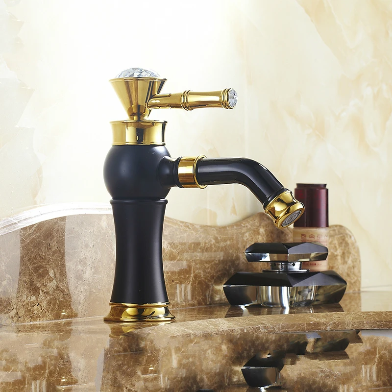 Vintage Black Brass Paint Basin Faucet European 360 Degrees Rotate