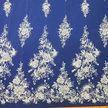

Beading Sequin African lace fabric 2019 high quality Floral Embroidery lace New Design