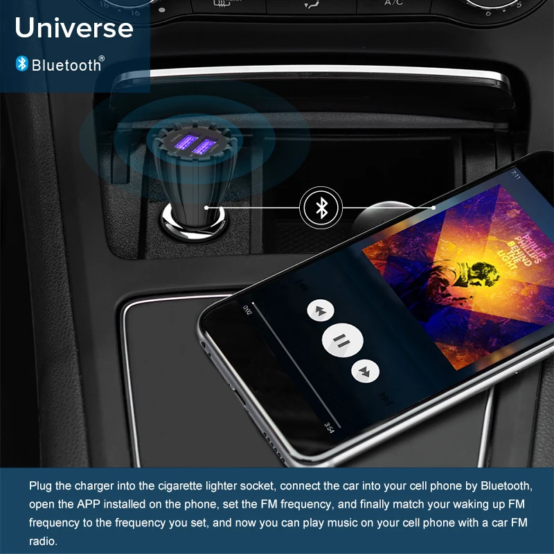 

Powerseed Universal 5V/1A Mini Wireless Car Charger Dual USB Mobile Phone Travel Adapter Fast Car Charger for Mobile Phone