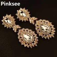 Elegant Cubic Zirconia Crystal Big Chandelier Earrings For Women Lady Fashion Wedding Party Long Earrings Jewelry gulicx zircons elegant drop aaa cubic zirconia long big crystal bridal earring for wedding jewelry