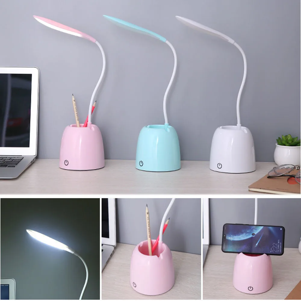

Creative Student Desk Lamp LED Touch Desk Lamp With Pen Holder USB Charging Desk Lamp Three-Speed Touch Bedside Lamp
