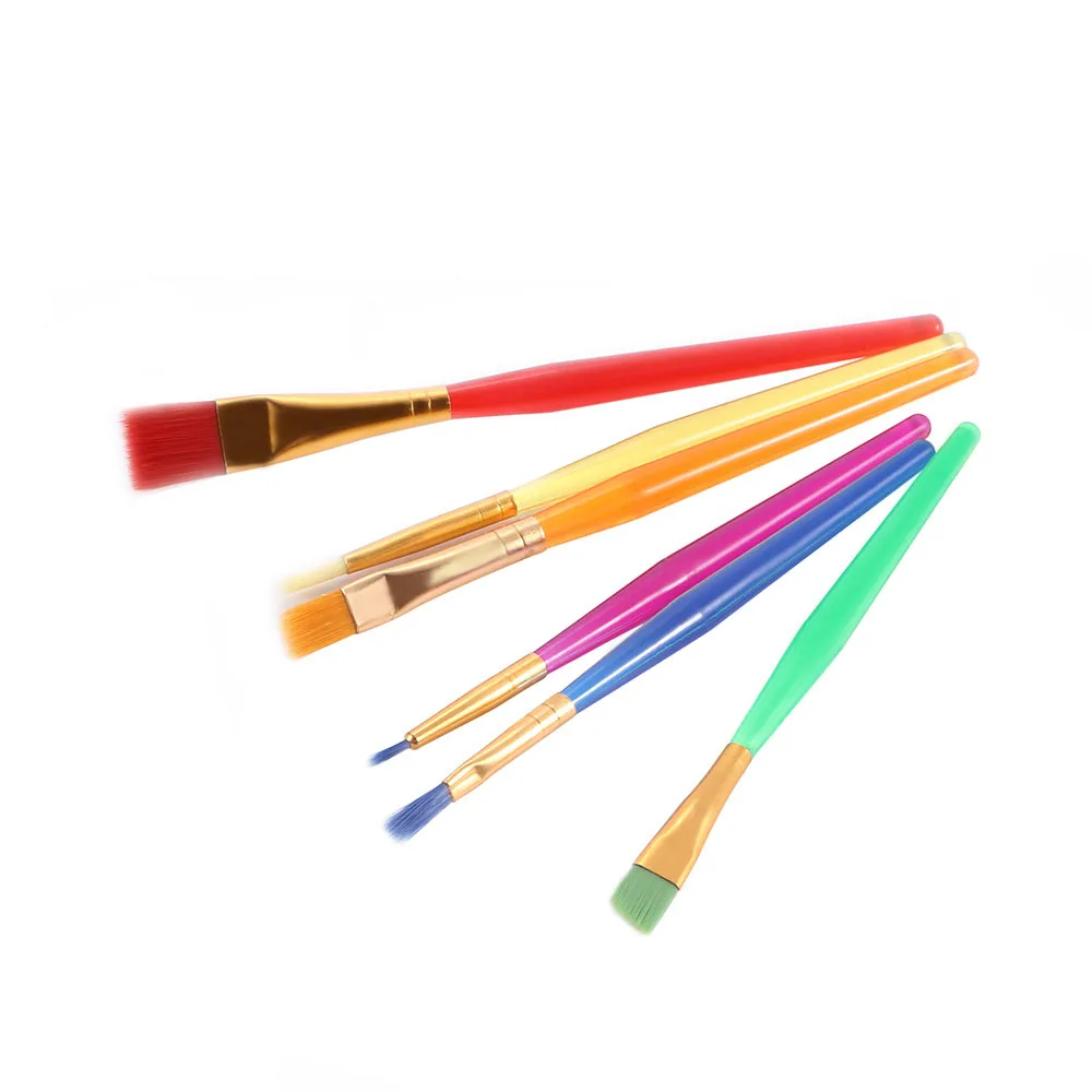 

6Pcs/Set Colorful Nylon Child Flexible Paint Brushes Nail Brush Artist Supplies Drawing Brush Art Supplies