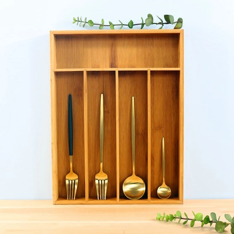 Practical Kitchen Cutlery Storage Box Expandable Cutlery Tray Bamboo Drawer Organizer Kitchen Accessories