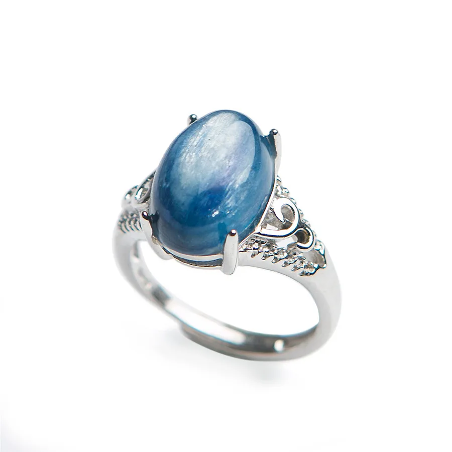 925 Sterling Silver Fine Jewelry Natural Stone Rings Genuine Blue