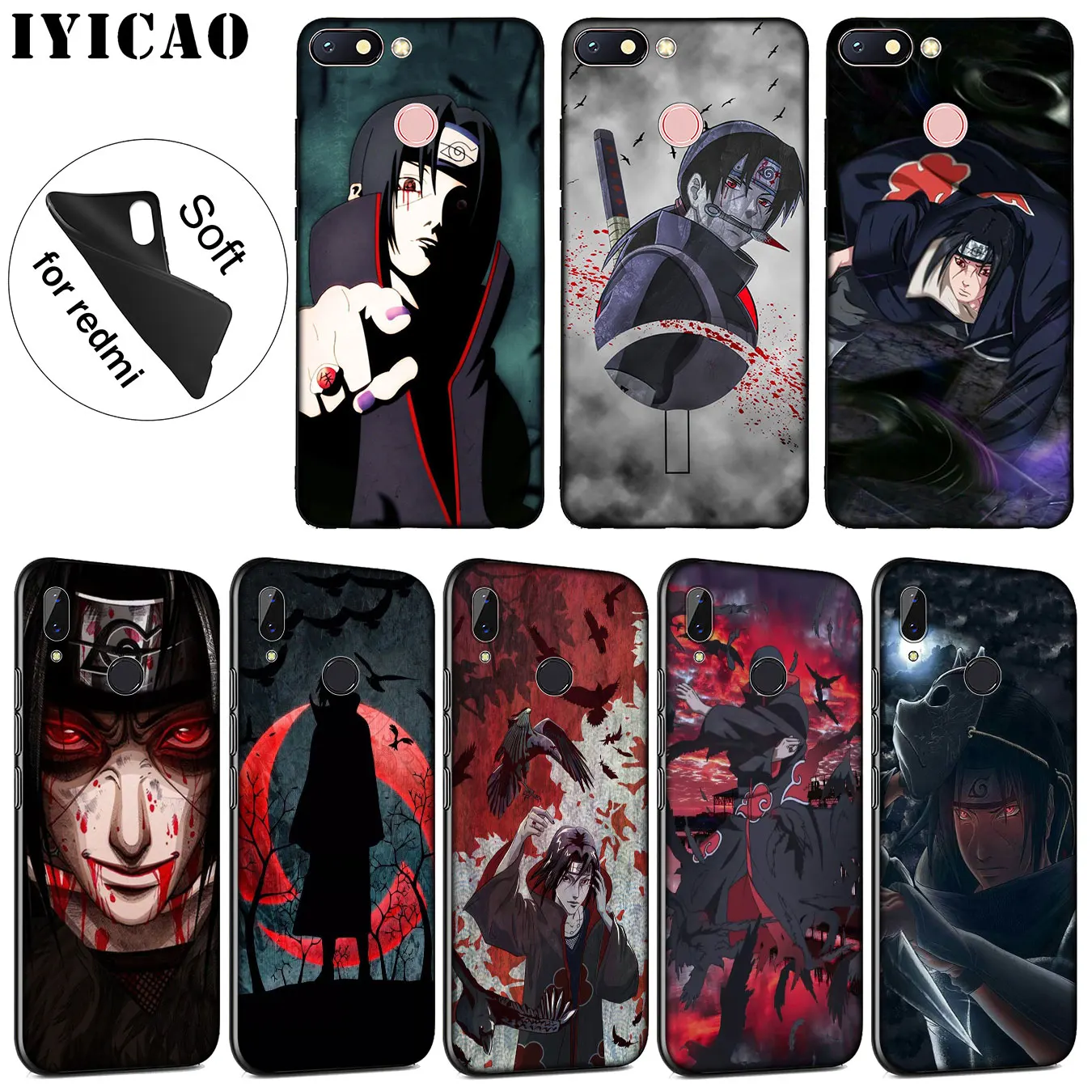 IYICAO Japanese Anime NARUTO Itachi Soft Silicone Case for Xiaomi Redmi K30 K20 8A 7A 6A 5A S2 GO Note 8 8T 7 5 6 Pro Cover |