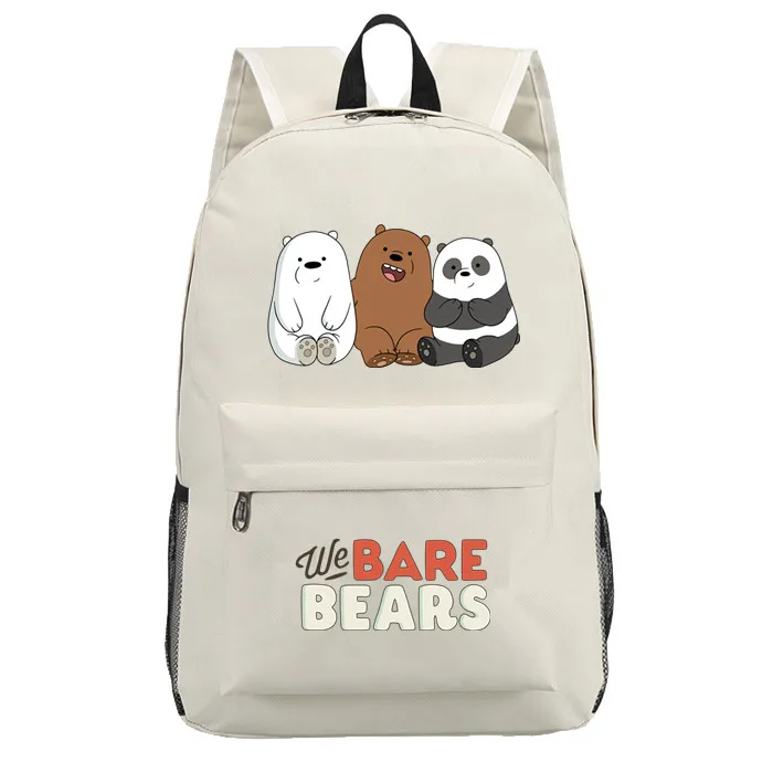 

Lovely We bare bears Grizzly Panda Ice Bear backpack shoulder schoolbag white traveling knapsack Boy Girls packsack