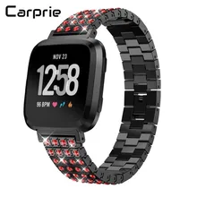 CARPRIE Высокое качество роскошный ремешок из нержавеющей стали с кристаллами Замена браслета для Fitbit Versa Прямая mar22