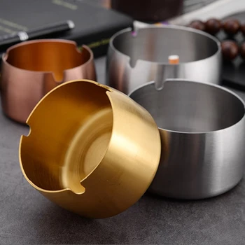 

4 kinds color Stainless Steel Cigarette Ashtray Gifts Windproof Ashtray for Smokers Collecting Butts, for Home Office Decoration