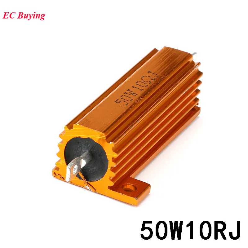 RX24 50 Вт 10R металла Алюминий случая высокого Мощность тепла Теплопоглощающий резистор золотой тепла Теплопоглощающий резистор 10 Ом