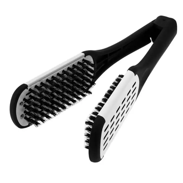 Hair Hairdressing Double Sided Brush Clamp Natural Ceramic Plywood Hair Hairdressing Double Sided Brush Clamp Natural Ceramic Plywood Straightening Comb Fibres Styling Tools Straightener