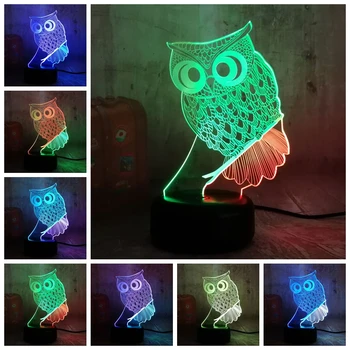 

Cute Animal Big Eyes Owl 3D LED Night Lihgt 7 Mixed Dual Colors Novelty Christmas Gift for Kids Livingroom Home Decor Multicolor