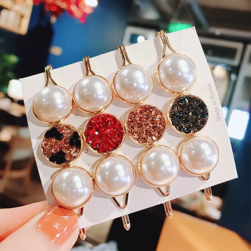 

Korea Shiny Crystal Rhinestones Hairpins Geometric Rectangle Waterdrop Imitiation Pearl Hair Clips Hair Accessories