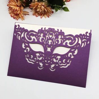 

20pcs Laser Cut Mask Pattern Happy Wedding Invitation Card Carnival Decoration Birthday Party Marriage Annivery Dinner Supplies