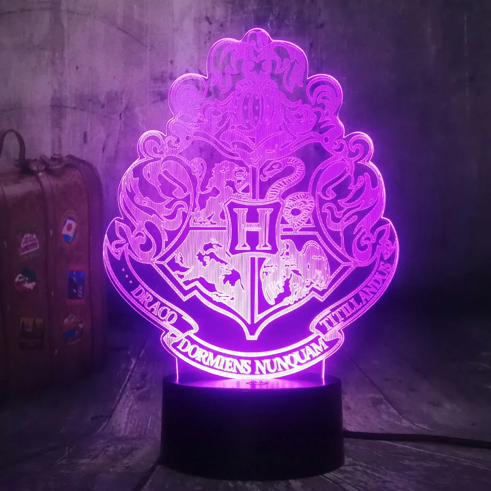  Cool Movie Fans HOGWARTS Magic School Emblem Logo 3D illusion LED Night Light Mood Desk Lamp Home D - 4000012208269