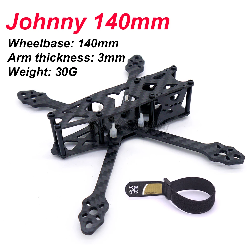 

Johnny 3inch 140 140mm Carbon Fiber Frame 3mm Arms with Battery Strap For FPV RC Quadcopter Drone