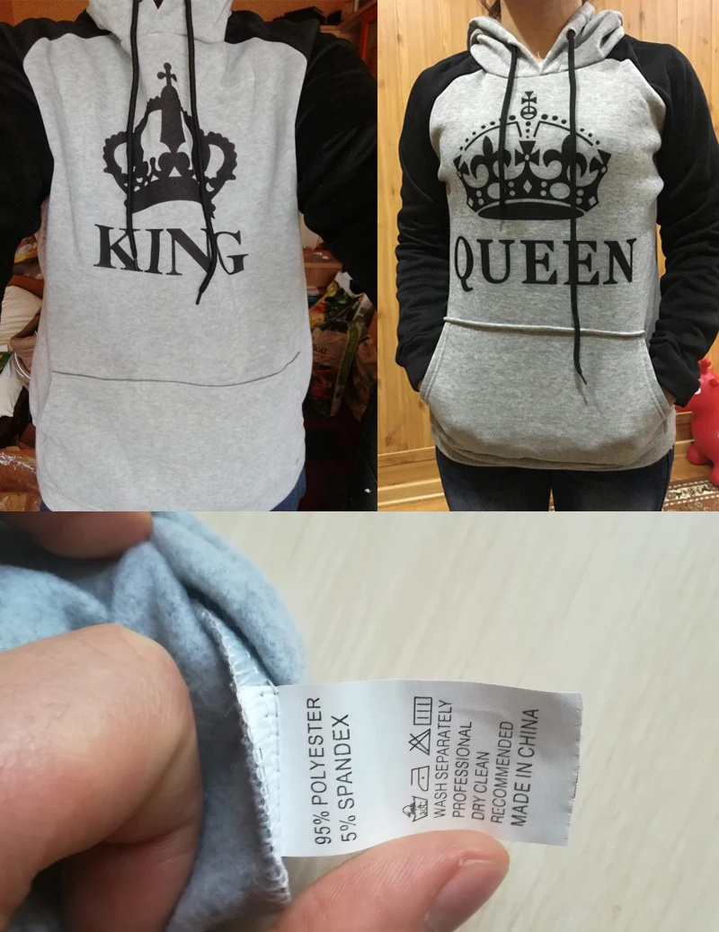 Толстовка с надписью «King queen» и принтом короны, Женская толстовка с длинным рукавом и капюшоном для влюбленных, повседневные пуловеры, унисекс, на День святого Валентина