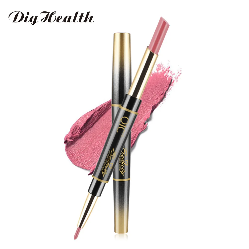 

Double-end Matte Lipstick Long Lasting Waterproof Rotating Lip Liner Red Rose Makeup Lipstick Set Cosmetics