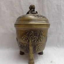 Песня voge Gem s4916 " Китай Бронза 3 дерево бамбук полюс сосны статуя старый тибетские Ладан курильница