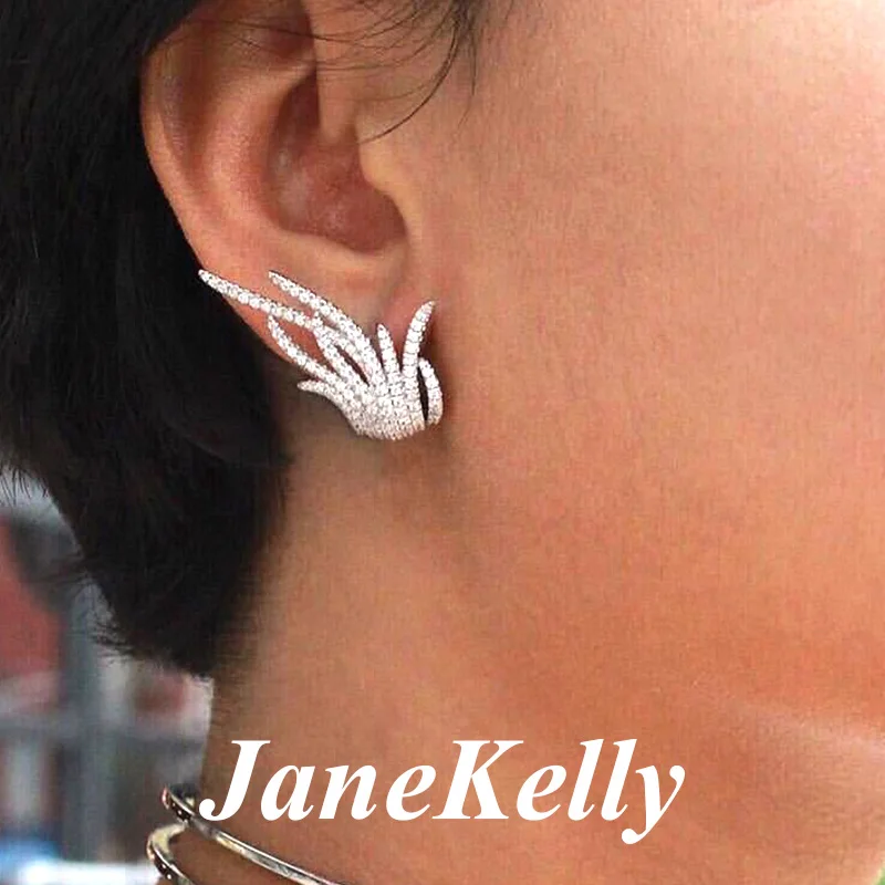 Janekelly Fire великолепные элегантные большие серьги-гвоздики для женщин серьги