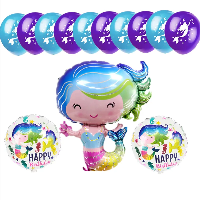 13 шт., новинка, фольгированные воздушные шары русалки, латексные большие воздушные шары русалки для девочек, подарок на день рождения, гелиевый воздух, воздушные шары принцессы из мультфильма - Цвет: as picture