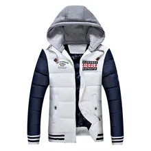 Зимняя теплая хлопковая куртка для мужчин, парка для колледжа, пальто, верхняя одежда для подростков, ветровка на молнии с капюшоном, плотное Свободное пальто