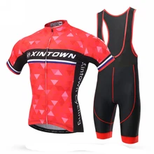 Спорт на открытом воздухе Pro команда Для мужчин; короткий рукав Велоспорт Джерси и нагрудник Шорты для женщин комплект красный
