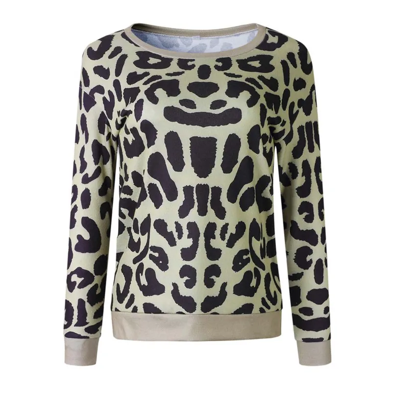 HOT sell sweaters fashion 2018 women Casual Leopard Print Sweatshirt Pullover Long Sleeve Shirt Tops Blouse Invierno O09#N (1)