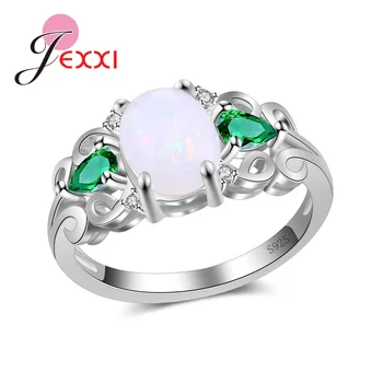 

Top Selling Cubic Zirconia CZ Rings for Women Fine Solid 925 Sterling Silver and Oval Opal Stones 2020 Trendy Jewelry